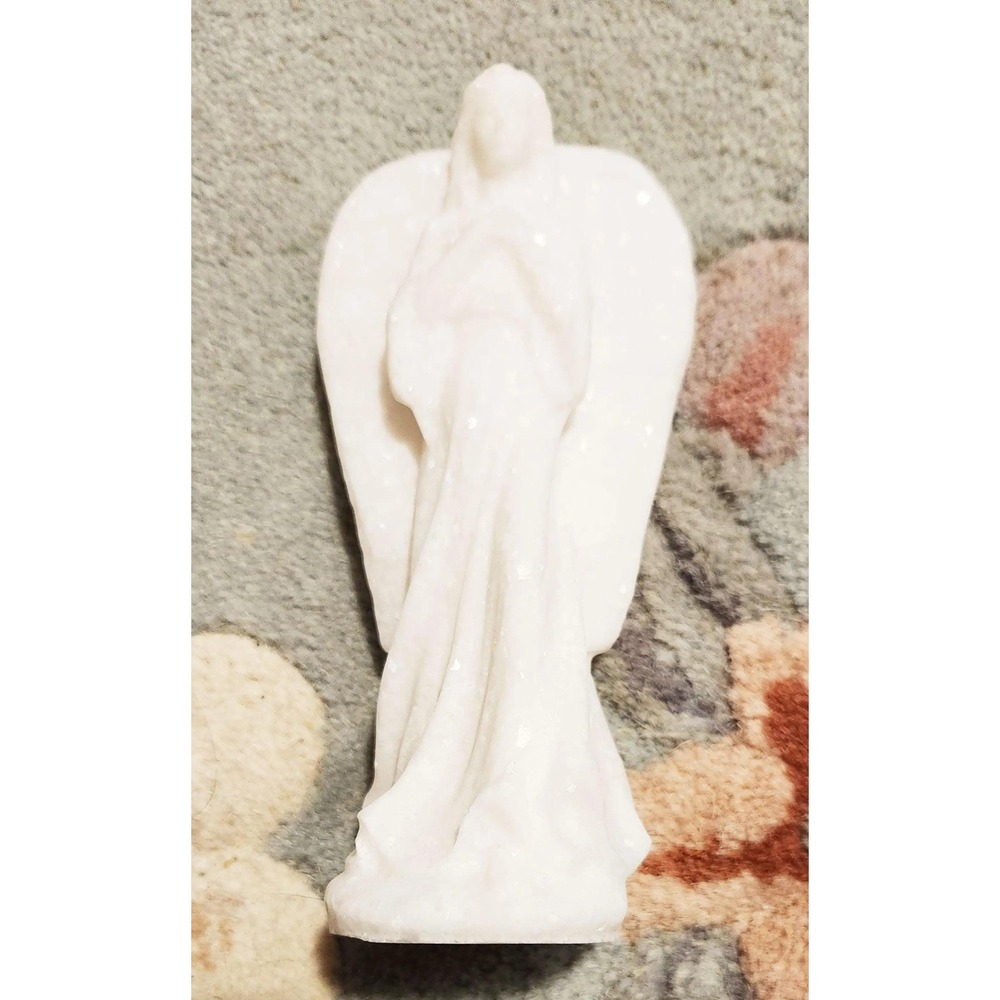 Glittering Snow White Angel, Carved White Jade, Carved Angel,